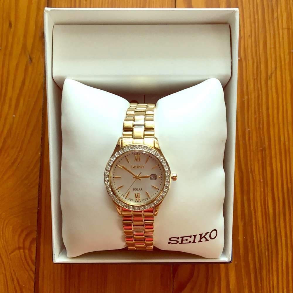Seiko Solar-Powered Gold-Tone Watch
