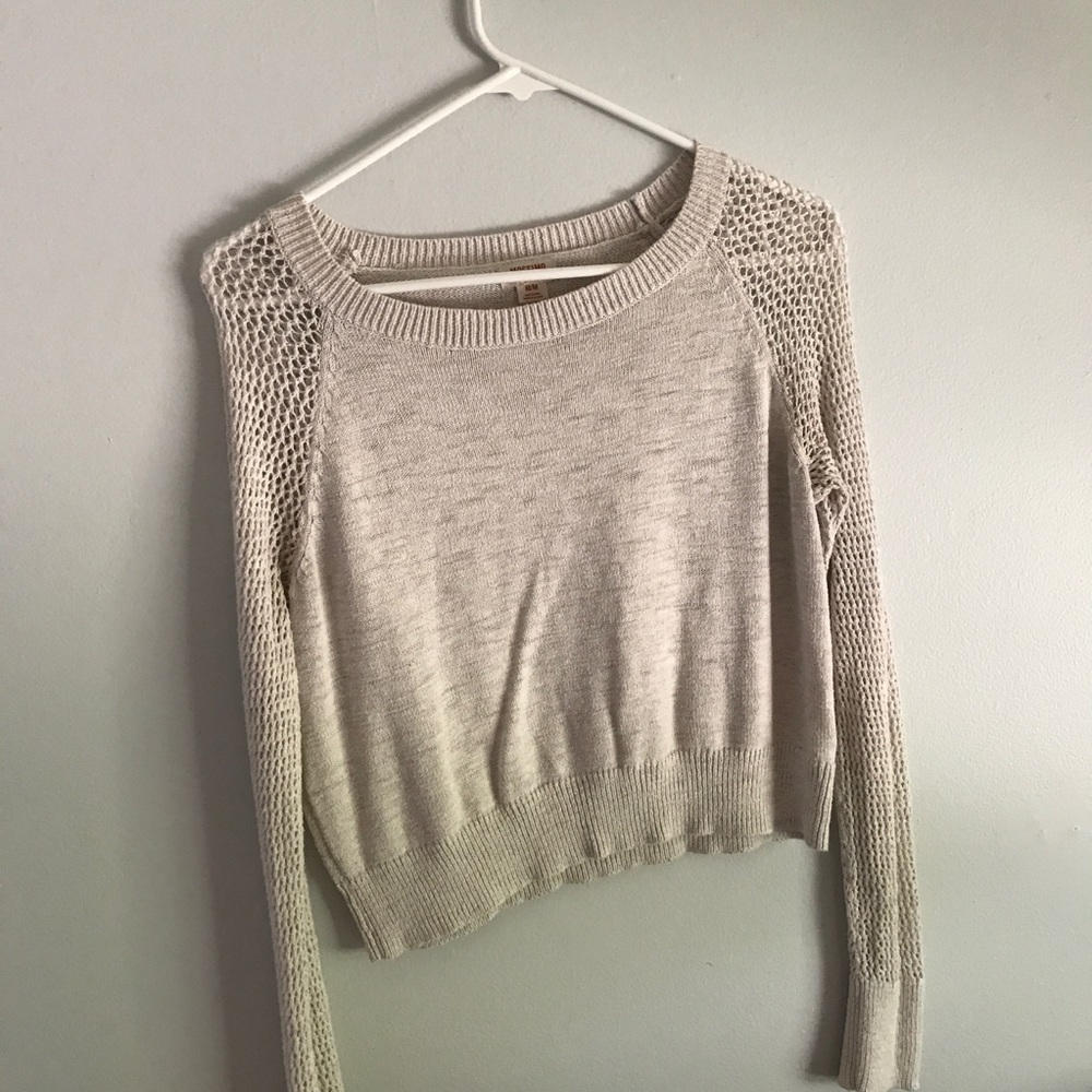 Net sleeve cropped sweater