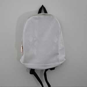 White Leather Faux Snake Skin Backpack