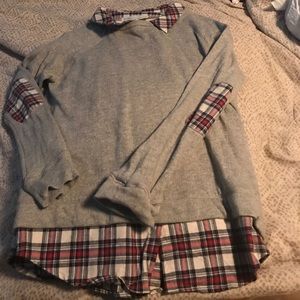 Sweatshirt with sewn in button down underneath