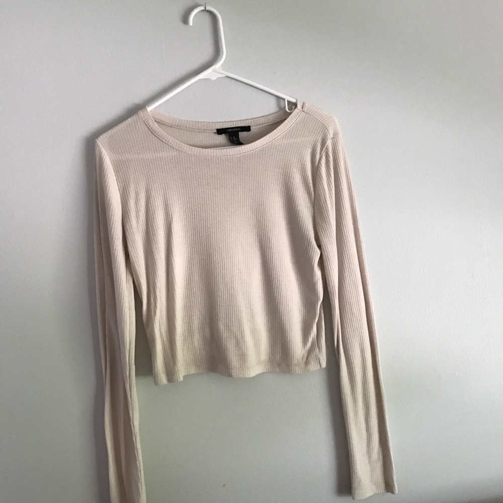 Omg sleeve cream crop top