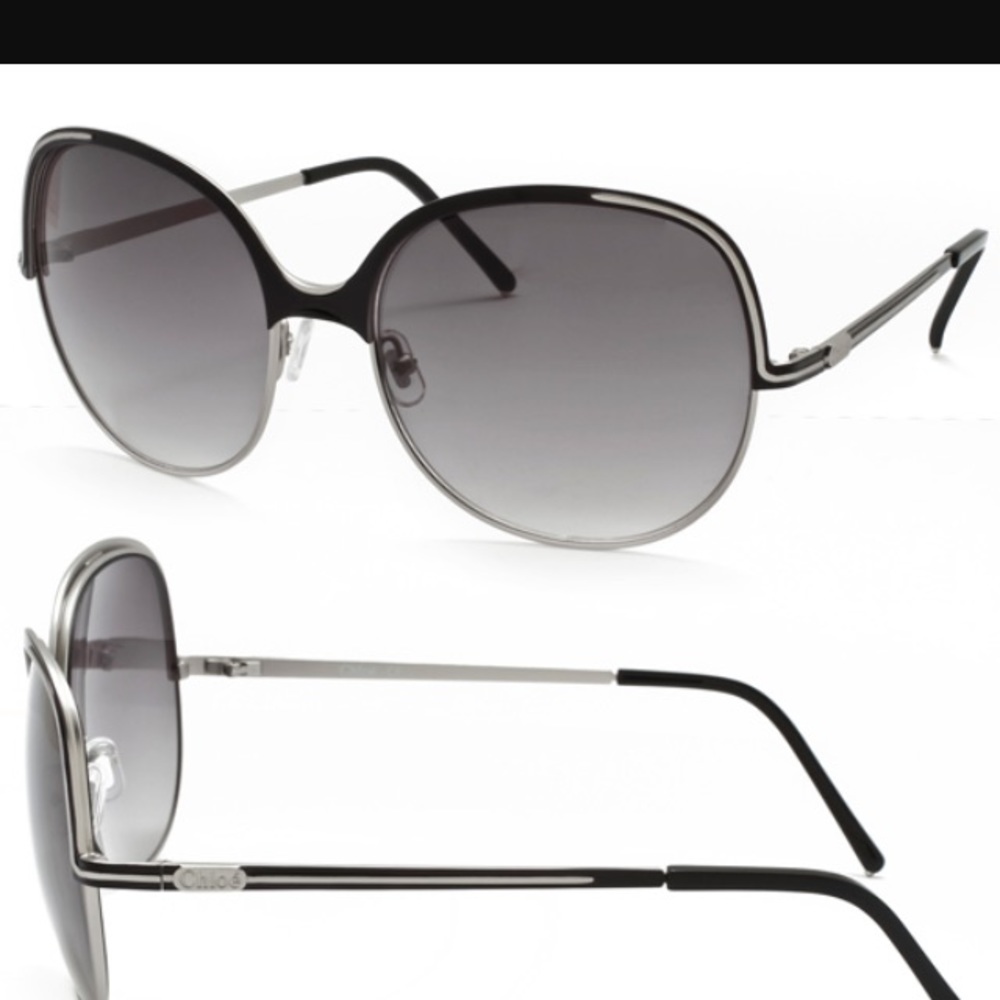 Chloe Sunglasses Silver and Black gradient lens