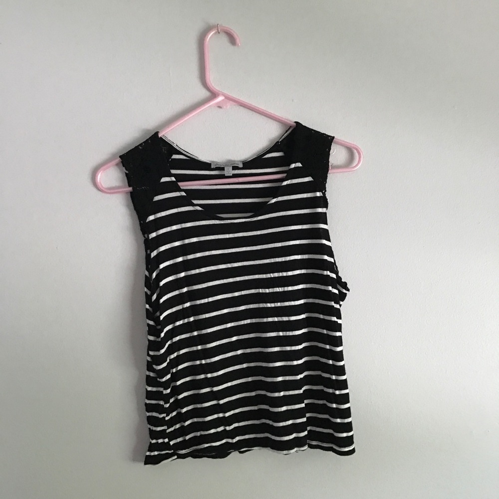 Cute tank with lace shoulders