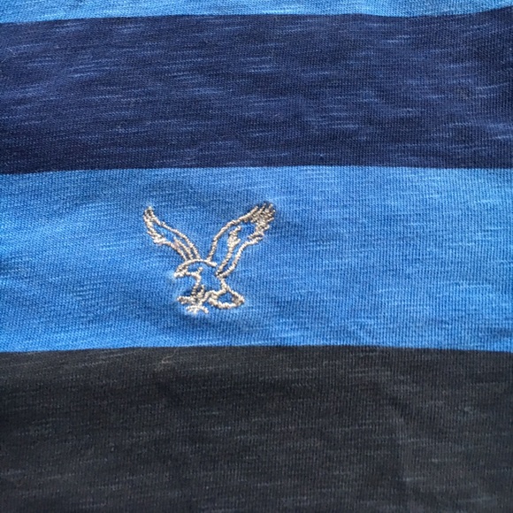 American Eagle Stripe Tee XS Blue Black - Picture 2 of 4