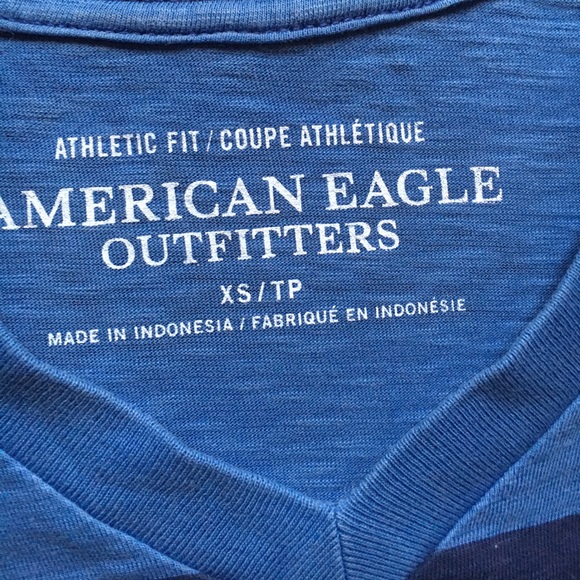 American Eagle Stripe Tee XS Blue Black - Picture 3 of 4