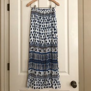 Blue and White Paisley Maxi Skirt