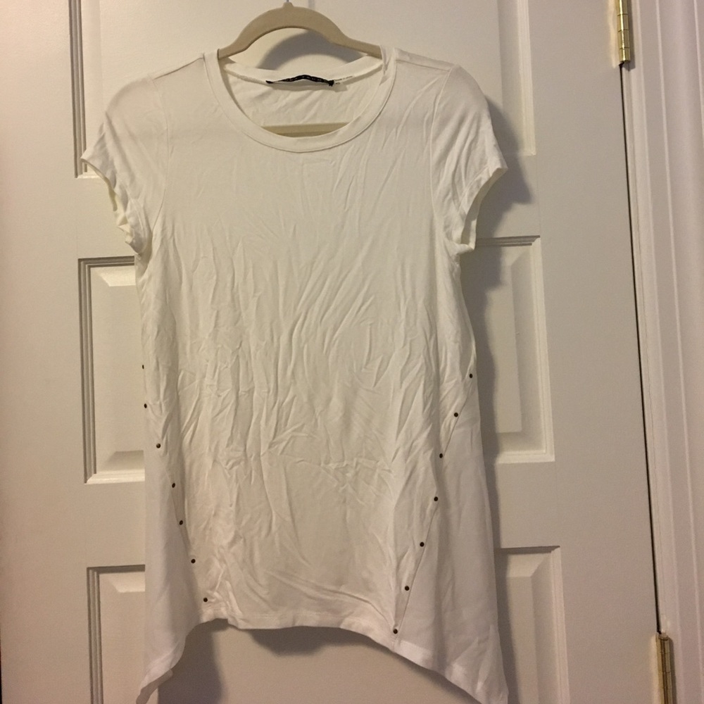White asymmetrical Ivanka Trump top