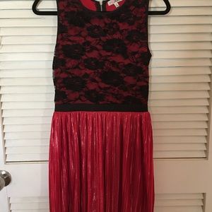 Semi-formal Red/Black Dress, Lace & Shimmer Skirt.