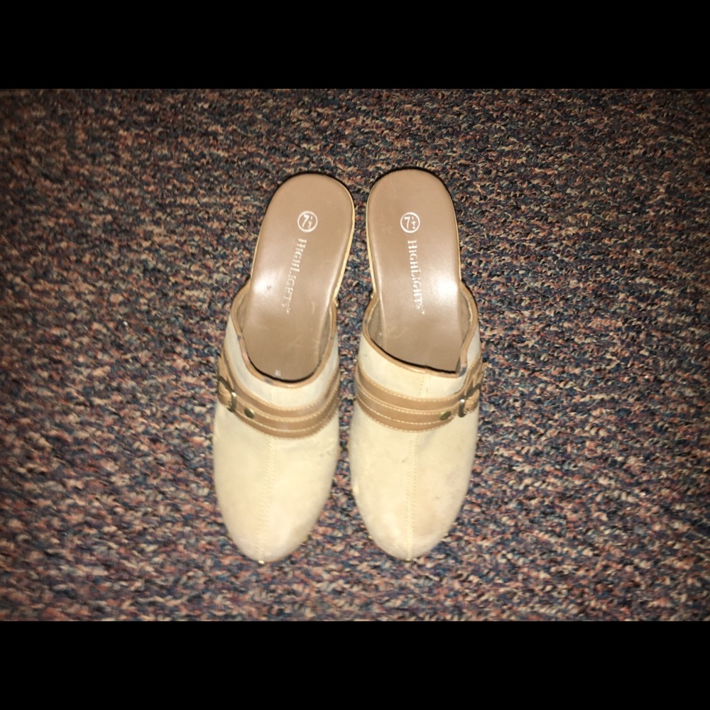 Pair of beige leather mule sandals