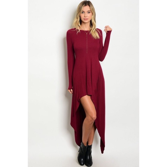 New burgundy long sleeve dress - Picture 2 of 4