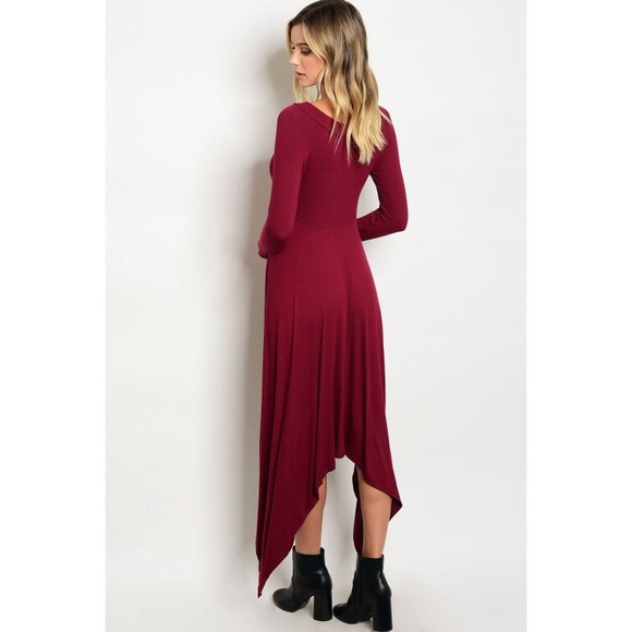 New burgundy long sleeve dress - Picture 3 of 4