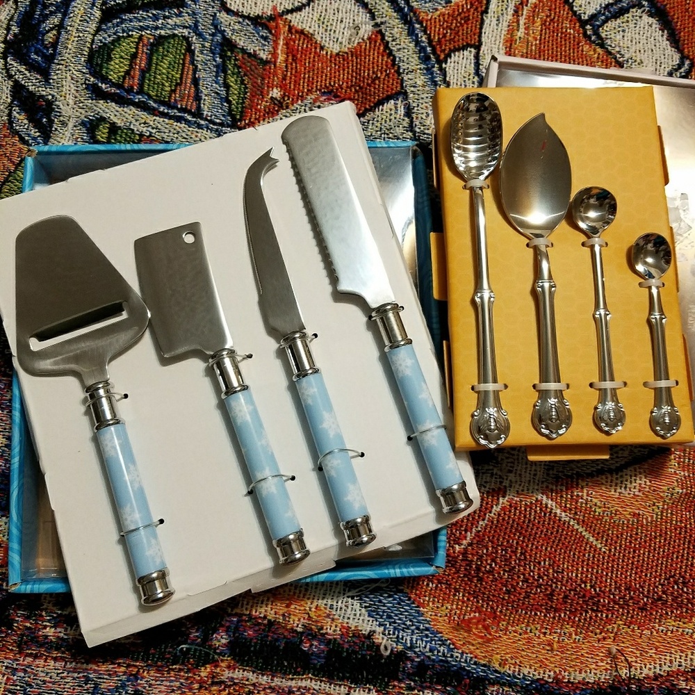 4 piece cheese tool set and 4 piece spoon set