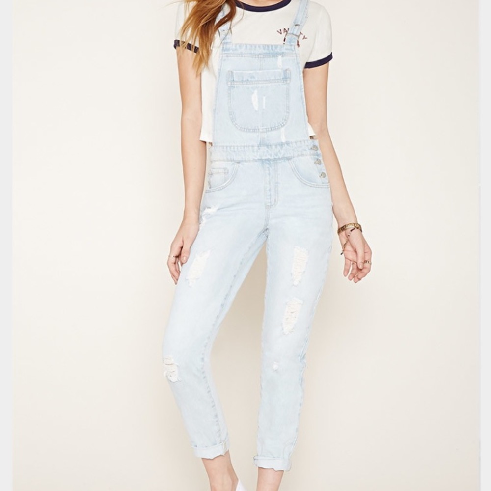 Distressed Jean overalls