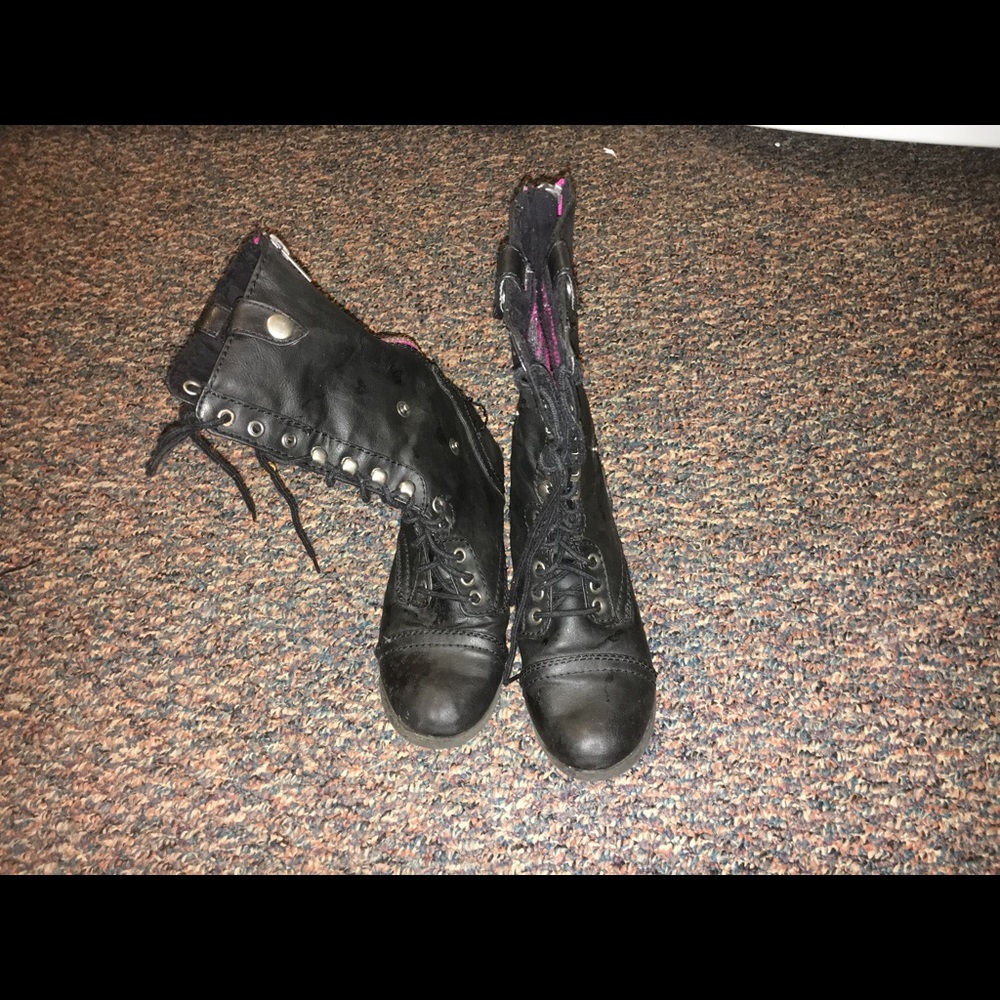 Pair of black combat boots
