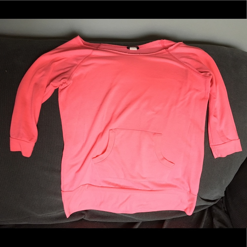 Hot pink off the shoulder sweatshirt