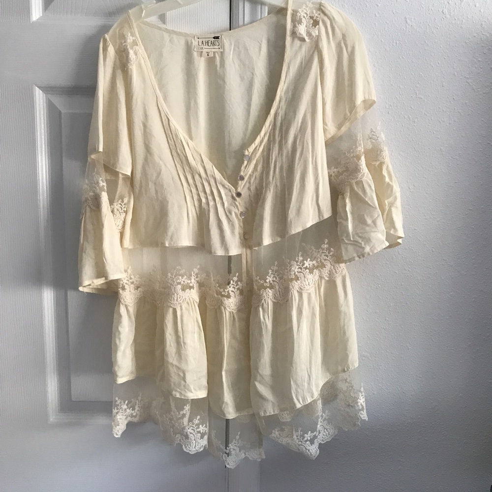 Cream Lace Boho Blouse