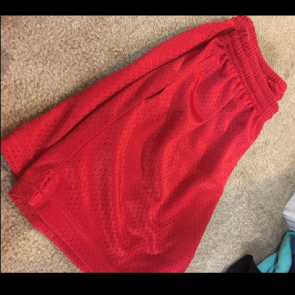 Red women's basketball net shorts