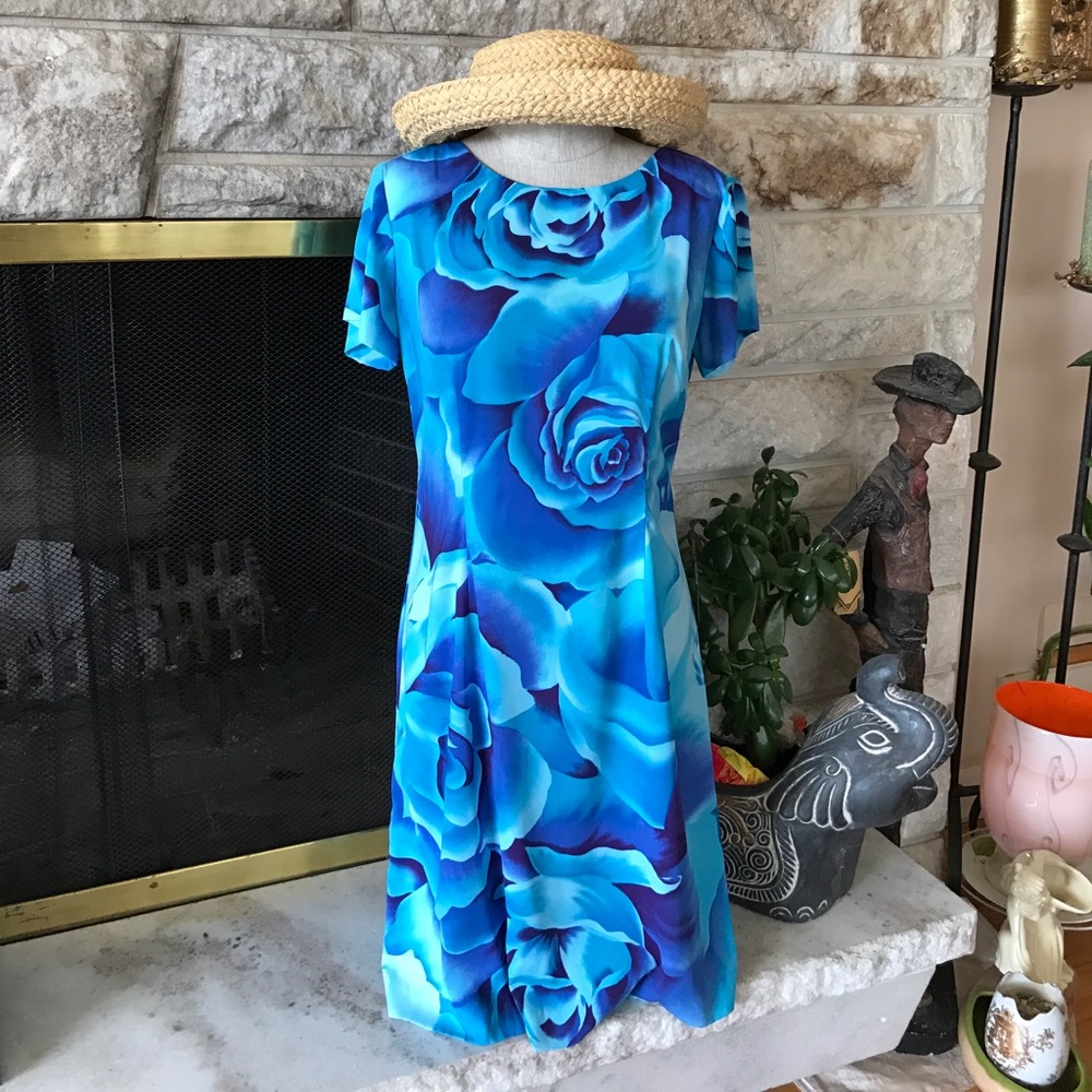 Vintage 90’s Blue Rose Dress