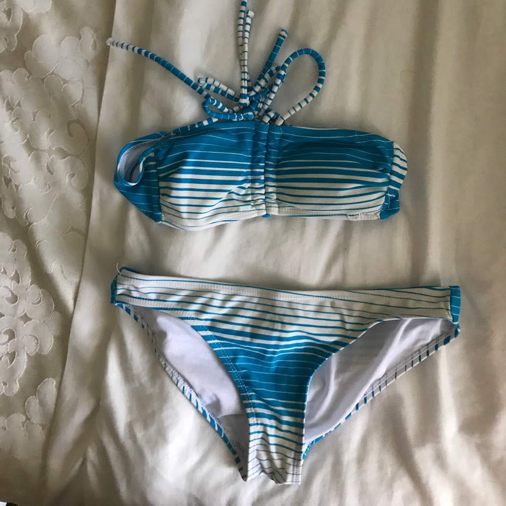 Only worn a couple times a blue and white bikini