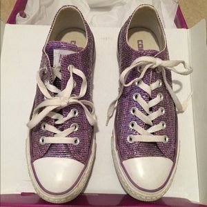 Purple Sparkly Converse Shoes