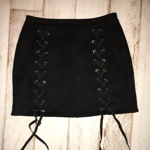 Black lace up skirt