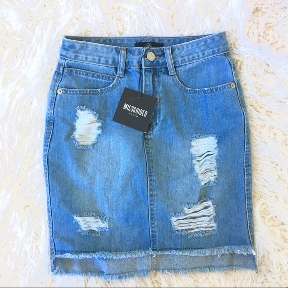SOLD NWT Missguided High Rise A Line Denim Skirt - Picture 2 of 6