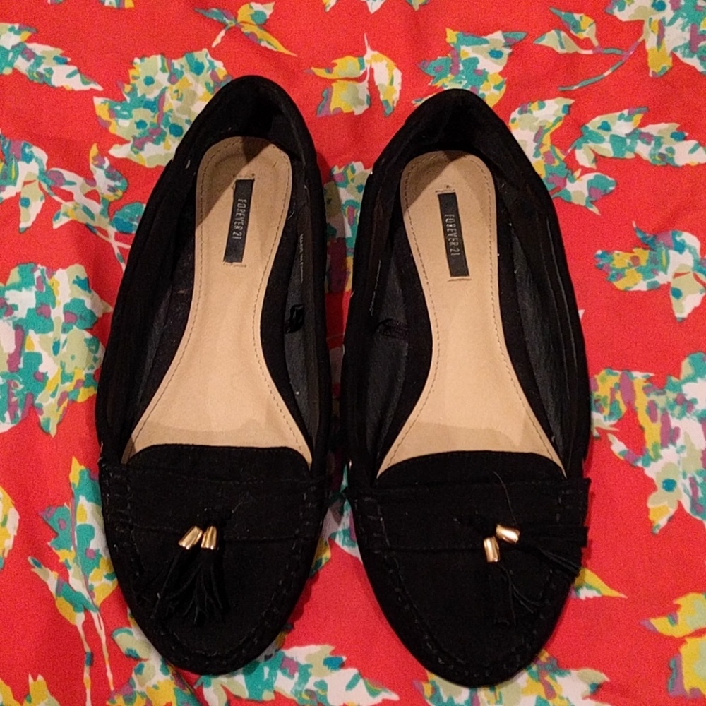 Forever 21 Black Suede Loafers
