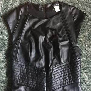 Black Faux Leather Dress with Full Back Zipper