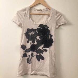 J.Crew | Cream Gray Tee with Flower Appliqué