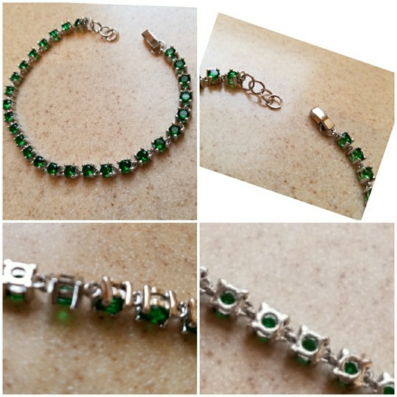Genuine Green Emerald Quartz Bracelet 8.5 - Picture 2 of 5