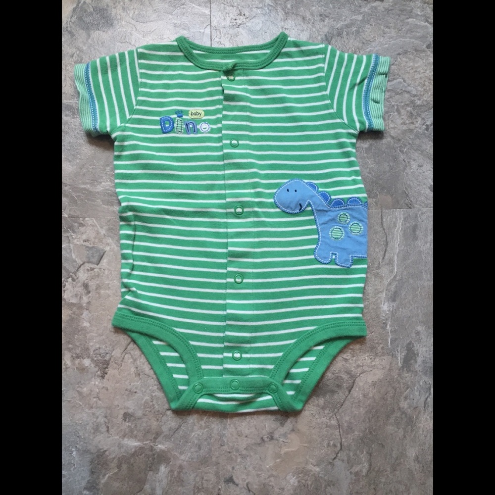Boy's Striped Dino Onesie
