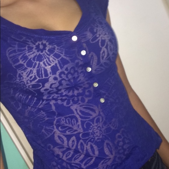 Blue Aeropostale Button Tee - Picture 3 of 3