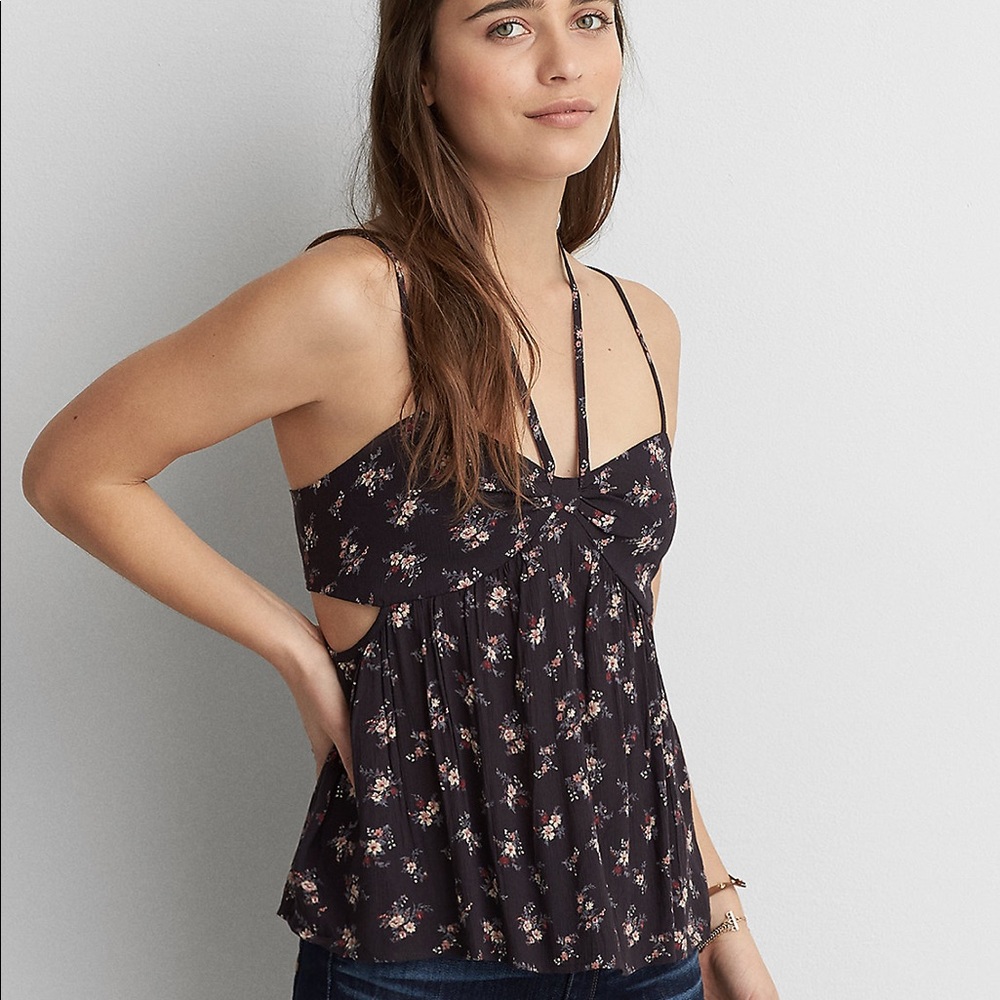 AE Black Floral Tank