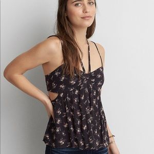 AE Black Floral Tank