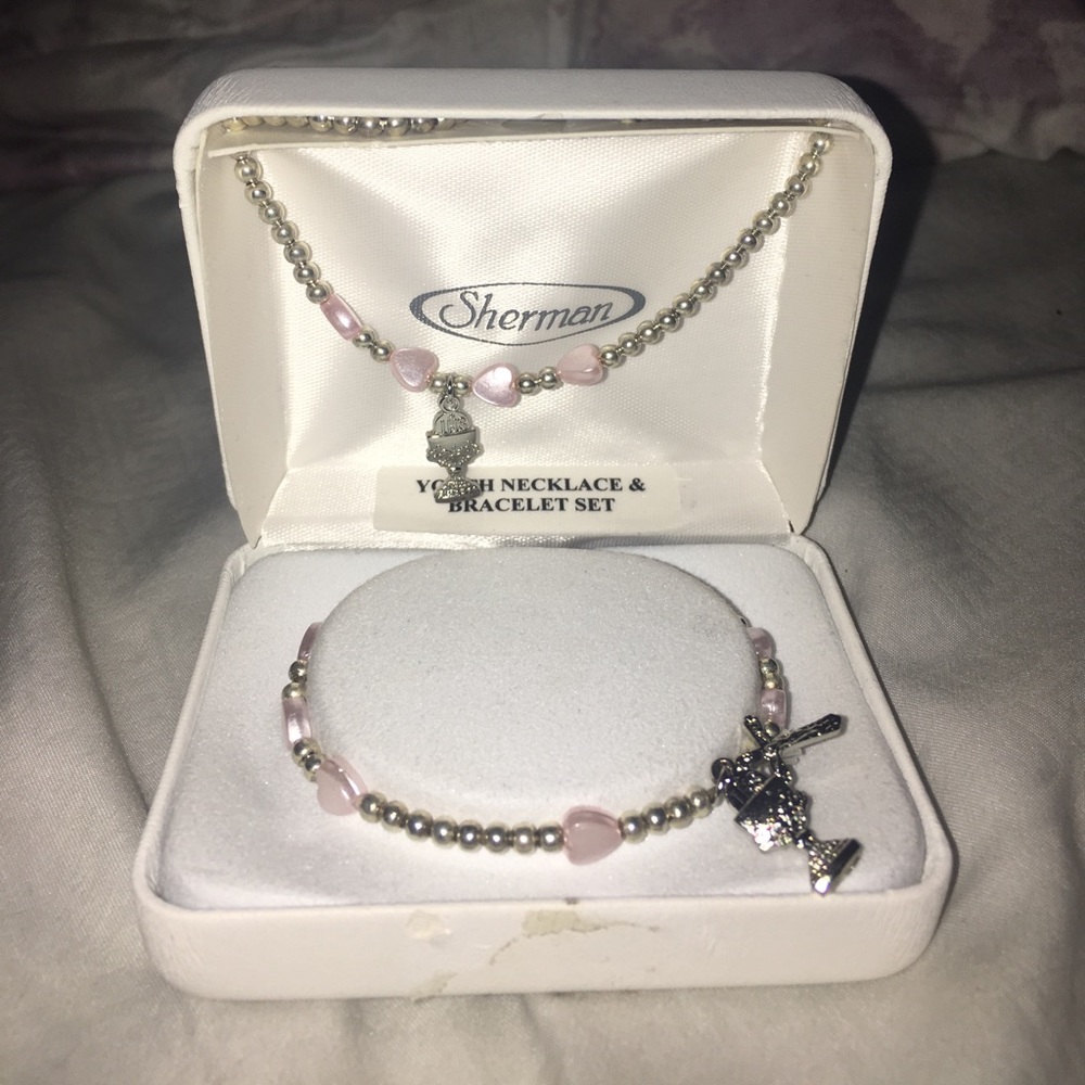 youth christ necklace and bracelet set