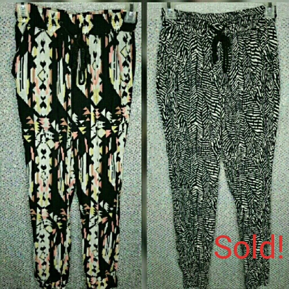 2 Pair of Women Joggers Pants Boho Size M