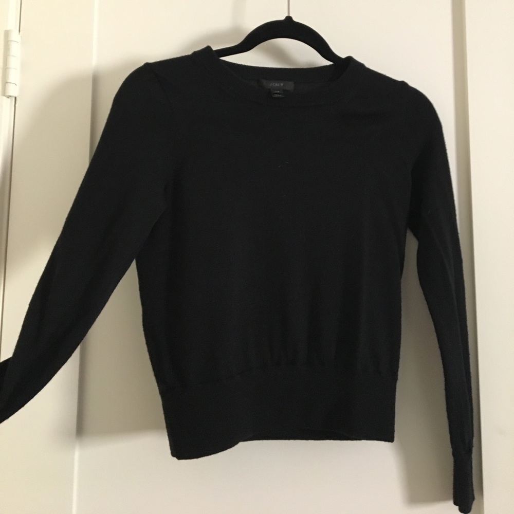 J. Crew Black Cropped Wool Sweater