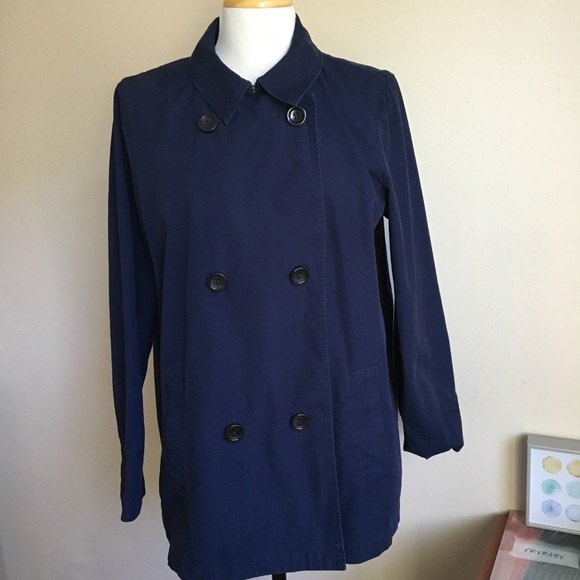 J. Jill Jackets & Blazers - J Jill Double-Breasted Navy Light Canvas Jacket