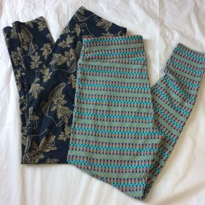 2 pair TC LuLaRoe Leggings Arrows Victorian Shoes
