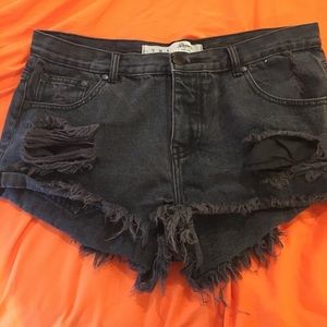 Denim Co. Mid rise black cut offs