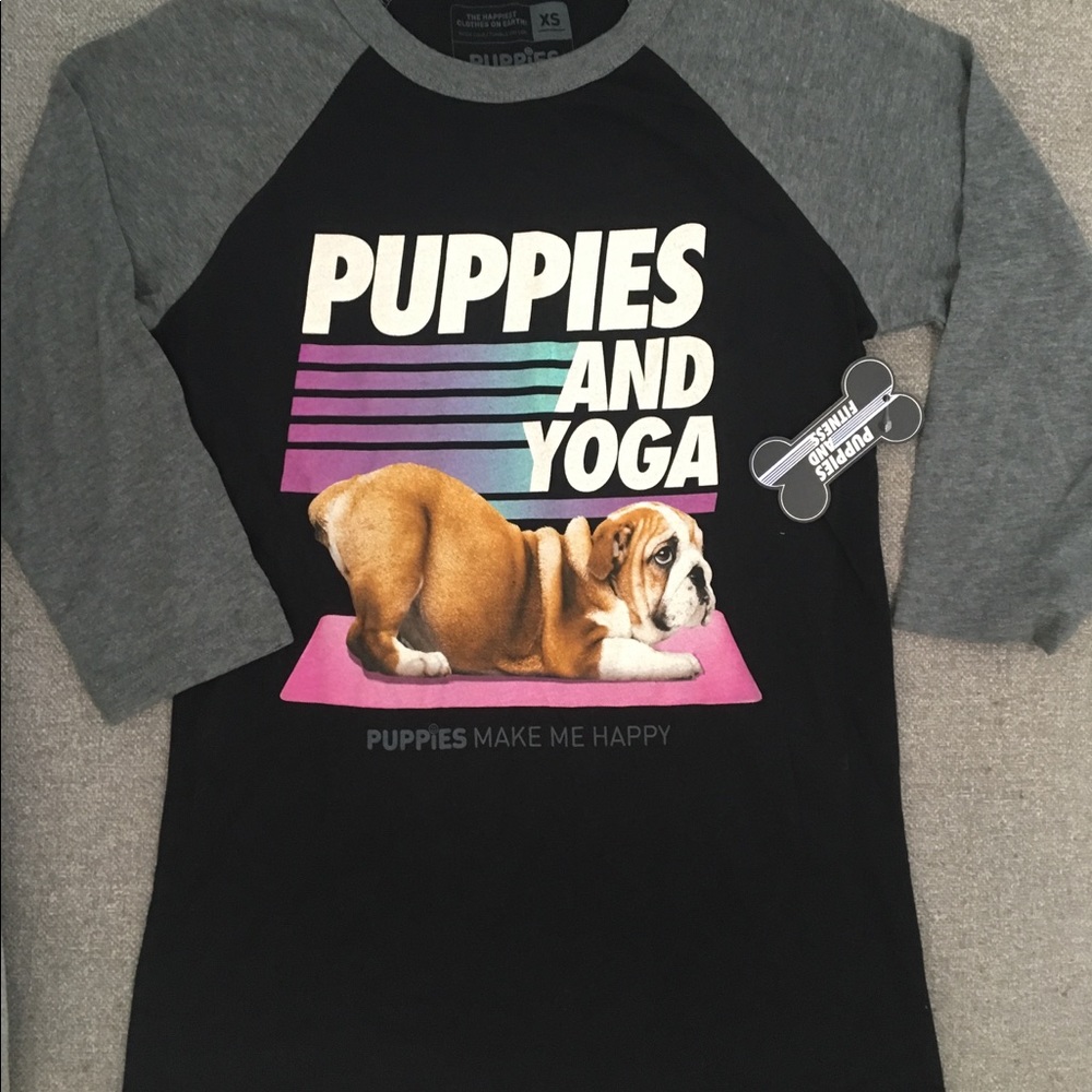NWT Puppy Yoga Baseball Tee
