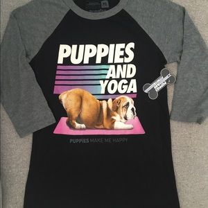 NWT Puppy Yoga Baseball Tee