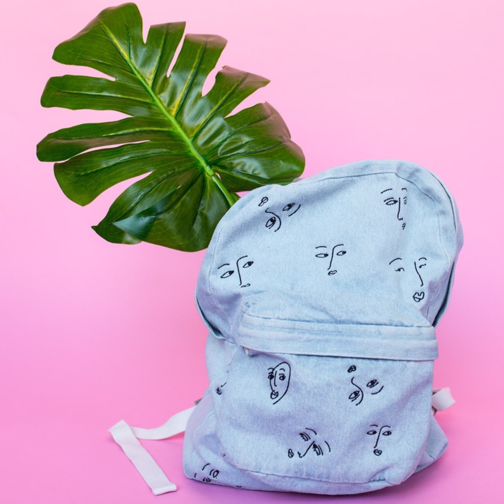 NWT FACES OF LOVE CLUB DENIM BACKPACK UO
