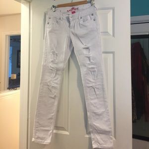 White Distressed Skinny Jeans