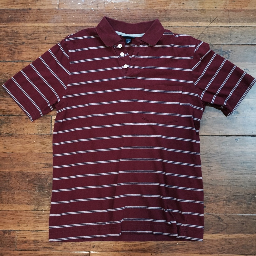 Men's Short Sleeved Red & White Striped Polo