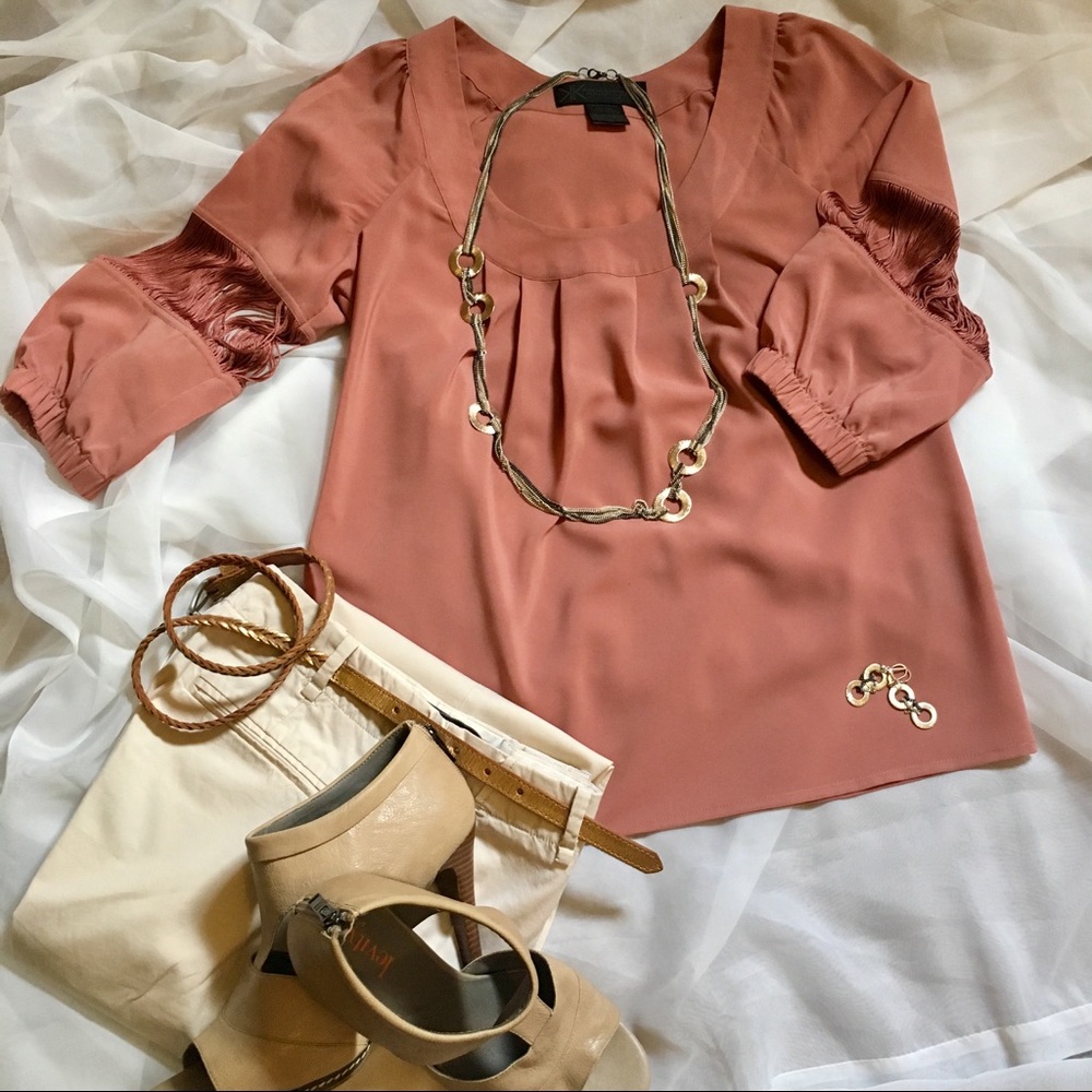 KARDASHIAN KOLLECTION Blush Pink 3/4 Length Top