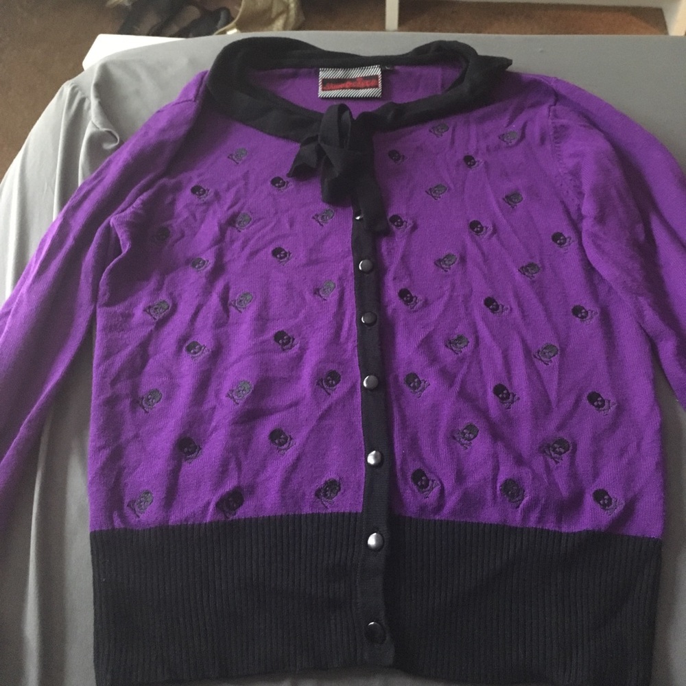 Black and purple skull cardigan