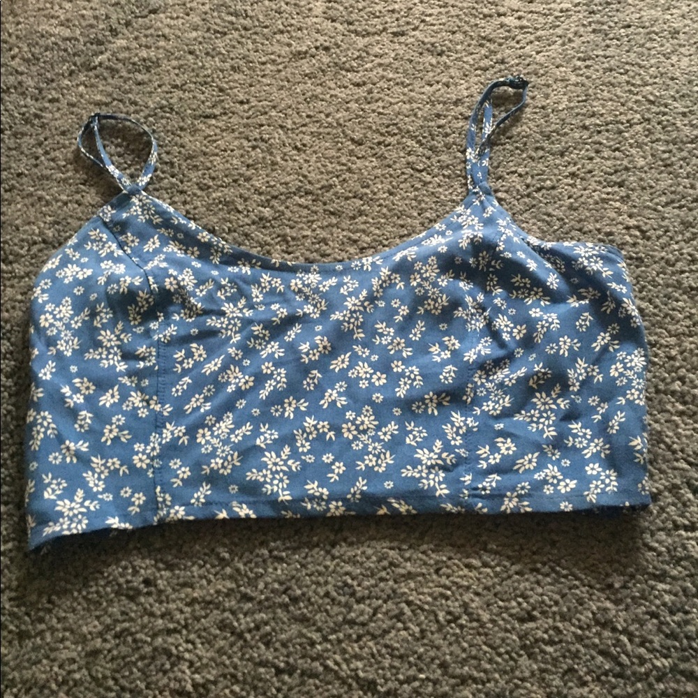 Urban Outfitters Blue Flowered Crop Top