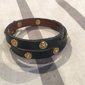 Stella & Dot Clover Double Strap Leather Bracelet