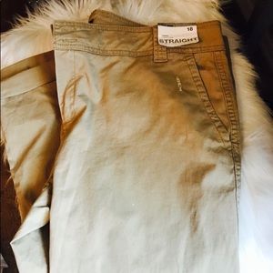 Distressed boy fit khaki crop pants